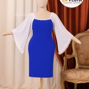 نوع المنتج: فستان منزلي أنيق (Home Dress / Lounge Dress) موديل: Cod 02  الستايل: قصة: فستان ضيق (Bodycon) بطول الركبة الأكمام: أكمام واسعة طويلة شفافة (شيفون أو أورجانزا) تنتهي بدانتيل أبيض أنيق الفتحة العلوية: مربعة مزينة بدانتيل أبيض ناعم على خط العنق 🎨 الألوان المتاحة (حسب الصورة): 🔴 أحمر ⚫ أسود 🔵 أزرق ملكي 🟣 بنفسجي 🍷 نبيتي 👗 الخامة: يبدو أنه مصنوع من قماش ليكرا مطاطي أو مزيج من البوليستر والليكرا الأكمام مصنوعة من شيفون شفاف أو تول ناعم الفستان يبدو مطاطي ومرن ليتناسب مع الجسم ويبرز القوام