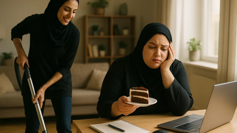 ليه في واحدة بتاكل كيك وشوكولاتة وما بتتخنش… وانتي من ريحة الأكل بس بتتخني؟